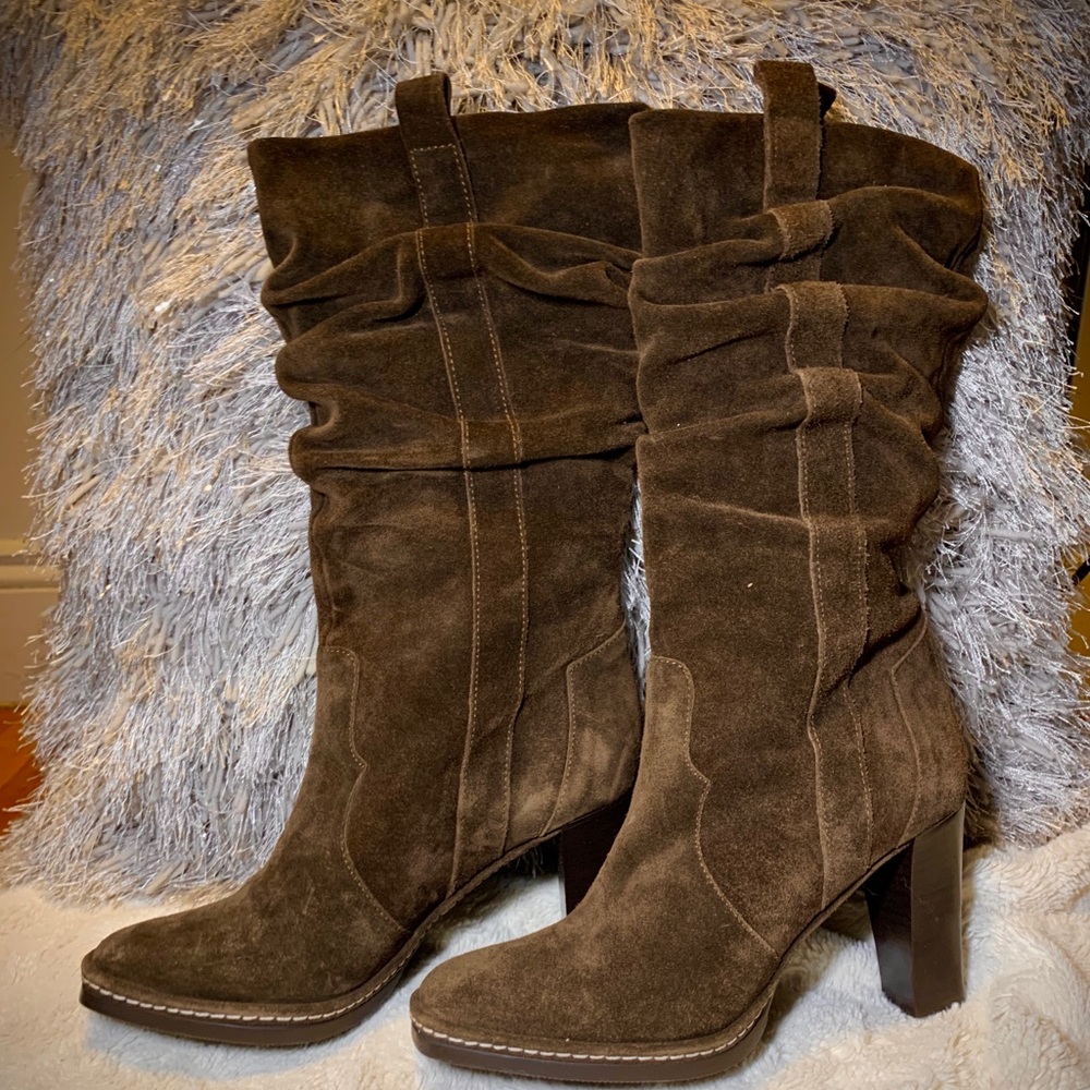 Brown suede boots